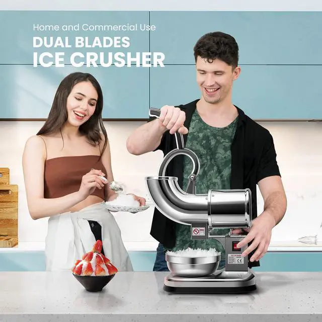 Alt view image 2 of 7 - Electric Dual Blades Ice Crusher Shaver Silver 440lbs/hr