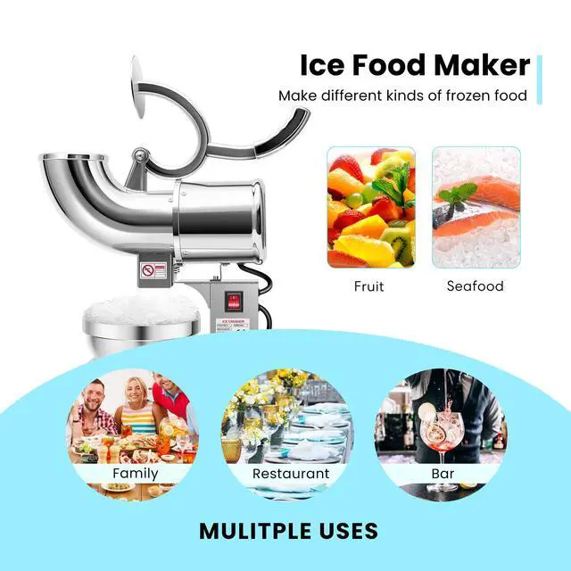 Alt view image 6 of 7 - Electric Dual Blades Ice Crusher Shaver Silver 440lbs/hr