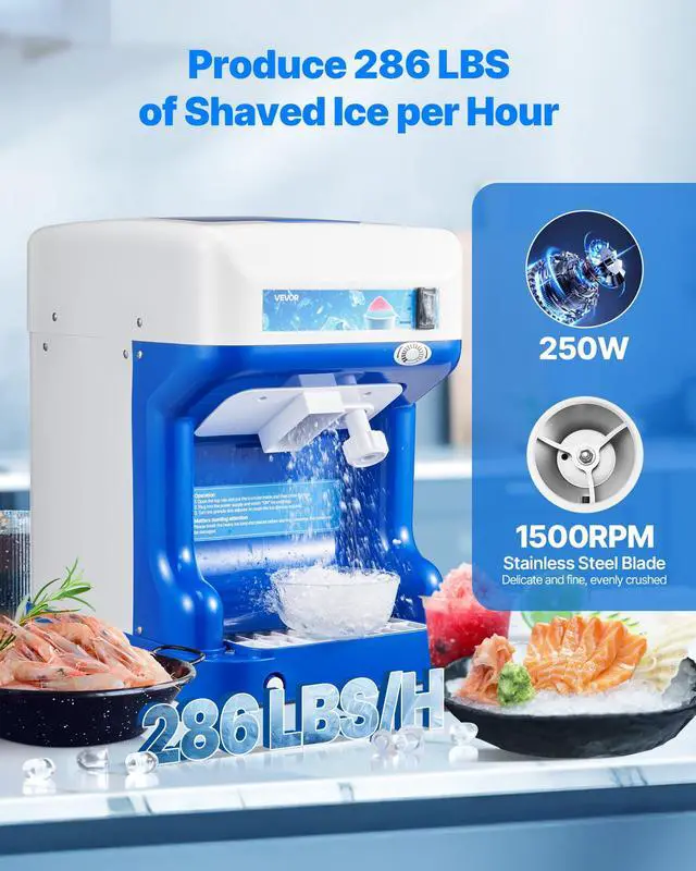 Alt view image 2 of 7 - 110V Electric Shaved Ice Machine 500W Snow Cone Maker Tabletop w/Adjustable Ice Texture, Ice Shaving Machine 265LBs/hr for Home and Commerical Use