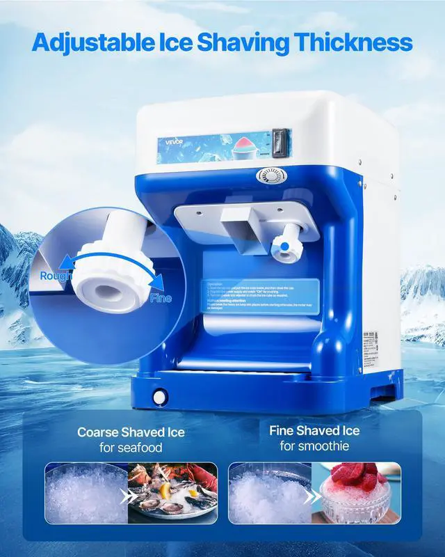 Alt view image 3 of 7 - 110V Electric Shaved Ice Machine 500W Snow Cone Maker Tabletop w/Adjustable Ice Texture, Ice Shaving Machine 265LBs/hr for Home and Commerical Use