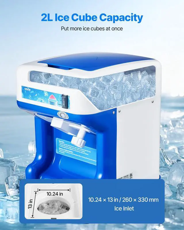 Alt view image 4 of 7 - 110V Electric Shaved Ice Machine 500W Snow Cone Maker Tabletop w/Adjustable Ice Texture, Ice Shaving Machine 265LBs/hr for Home and Commerical Use