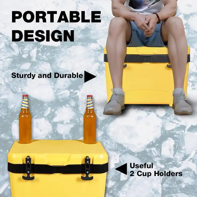 Alt view image 3 of 7 - 27 Quart Hard Cooler for Camping, Beach & Fishing Yellow