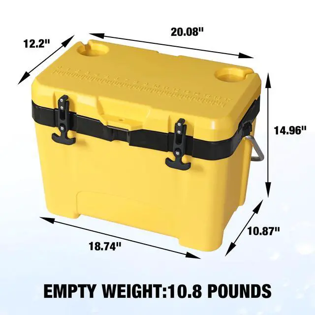 Alt view image 5 of 7 - 27 Quart Hard Cooler for Camping, Beach & Fishing Yellow