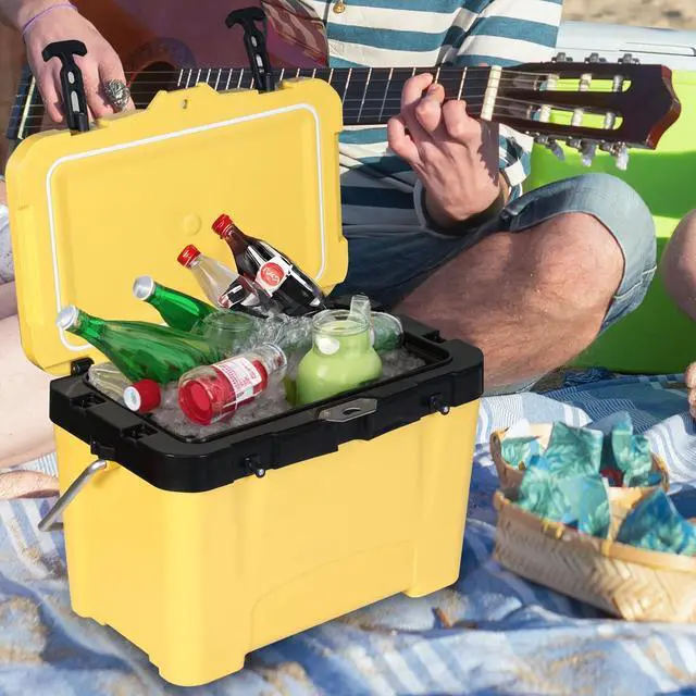 Alt view image 7 of 7 - 27 Quart Hard Cooler for Camping, Beach & Fishing Yellow