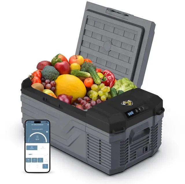 Main image of 12 Volt Car Refrigerator, 16 Quart Electric Cooler, Portable Car Fridge for Outdoor Camping Travel, 12V/24V DC 110~240 Volt AC Refrigerator for Truck RV Home Office,-4-68