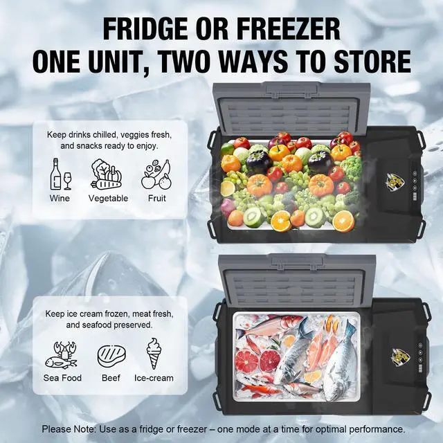 Alt view image 3 of 7 - 12 Volt Car Refrigerator, 16 Quart Electric Cooler, Portable Car Fridge for Outdoor Camping Travel, 12V/24V DC 110~240 Volt AC Refrigerator for Truck RV Home Office,-4-68