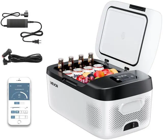 Main image of Car Refrigerator, DC 12/24V AC100-240V Compressor Electric Cooler, -4°F to 68°F Car Fridge with APP Control, 16 QT Cars Freezer for RVs, Campsites, Boats, Camping, Fishing, 60W Portable Freezer