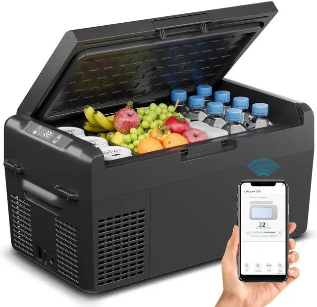 Main image of 12 Volt Refrigerator - 21QT(20L) Portable Freezer, Electric Cooler for Car Truck RV Van Camping & Road Trip, Fast Cooling Fridge with 12/24V DC & 110-240V AC for Vehicle & Home Use,-4~68