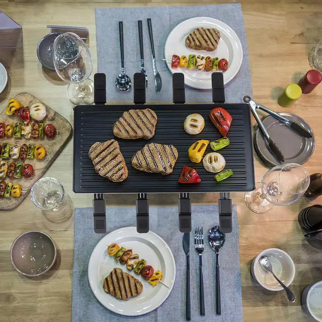 Alt view image 5 of 7 - Raclette Table Grill, Electric Indoor Grill Korean BBQ Grill, Removable 2-in-1 Non-Stick Grill Plate, 1500W Fast Heating with 8 Cheese Melt Pans, Ideal for Parties and Family Fun (Black)
