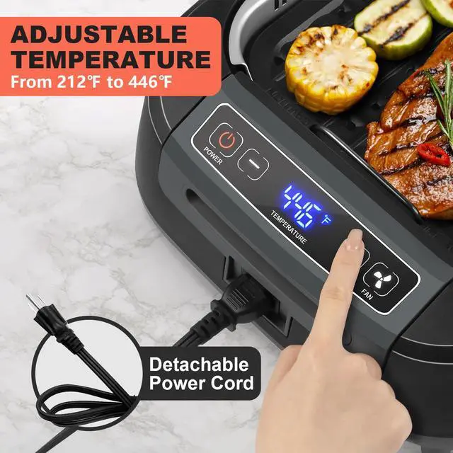 Alt view image 4 of 7 - Smokeless Indoor Grill, 1500W Electric Grill Korean BBQ Grill,Black