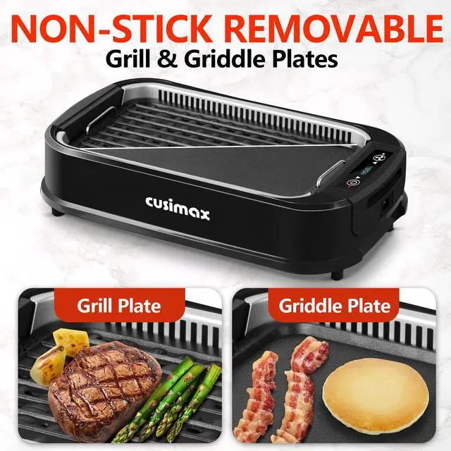 Alt view image 2 of 7 - Indoor Grill, Smokeless Grill Indoor, 1500W Electric Grill Griddle