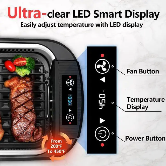 Alt view image 3 of 7 - Indoor Grill, Smokeless Grill Indoor, 1500W Electric Grill Griddle