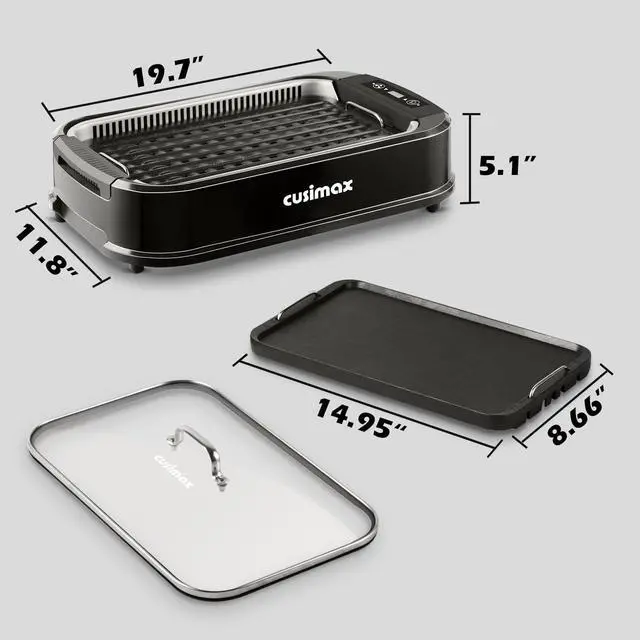 Alt view image 5 of 7 - Indoor Grill, Smokeless Grill Indoor, 1500W Electric Grill Griddle