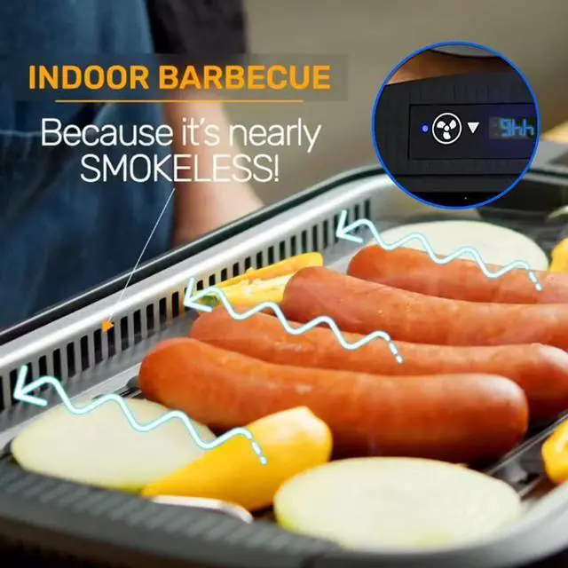 Alt view image 5 of 7 - Smokeless Grill Indoor, Electric Grill, 1500W Indoor Grill, Black