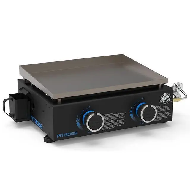 Alt view image 2 of 7 - 2-Burner Propane Gas Portable Tabletop Griddle Grill with Soft Cover, 265-Sq. In. (18.5' L x 14.33' W) Cooking Space, 18,000 BTU, for Tailgating, Camping, and Traveling, Black