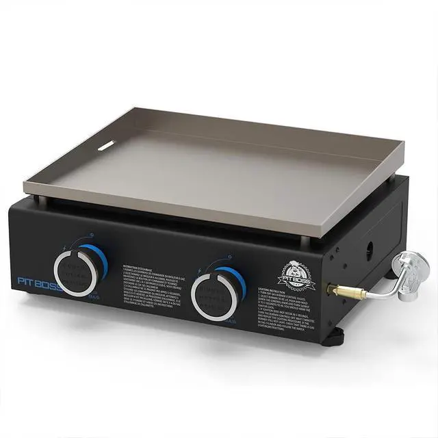 Alt view image 3 of 7 - 2-Burner Propane Gas Portable Tabletop Griddle Grill with Soft Cover, 265-Sq. In. (18.5' L x 14.33' W) Cooking Space, 18,000 BTU, for Tailgating, Camping, and Traveling, Black