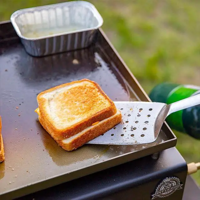 Alt view image 6 of 7 - 2-Burner Propane Gas Portable Tabletop Griddle Grill with Soft Cover, 265-Sq. In. (18.5' L x 14.33' W) Cooking Space, 18,000 BTU, for Tailgating, Camping, and Traveling, Black