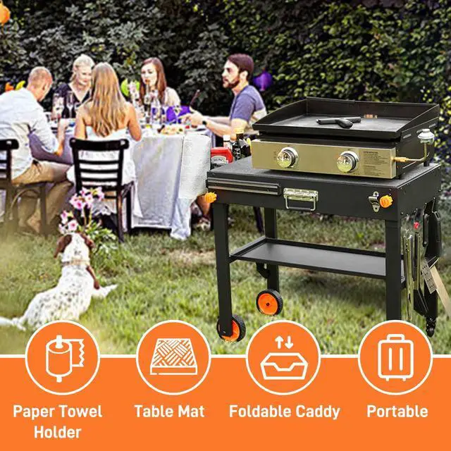 Alt view image 2 of 6 - Grill Table for Blackstone Griddle, Portable Grill Cart with Caddy