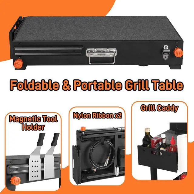 Alt view image 3 of 6 - Grill Table for Blackstone Griddle, Portable Grill Cart with Caddy