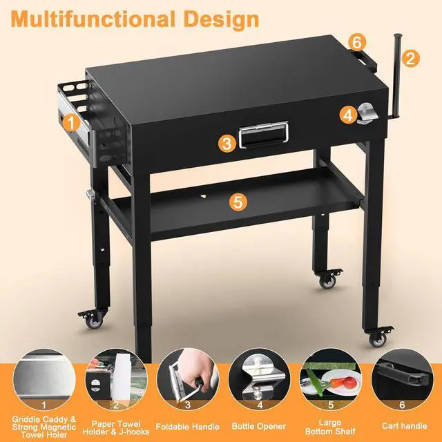 Alt view image 7 of 7 - Quick-Fold Grill Cart for Ninja Woodfire & Blackstone