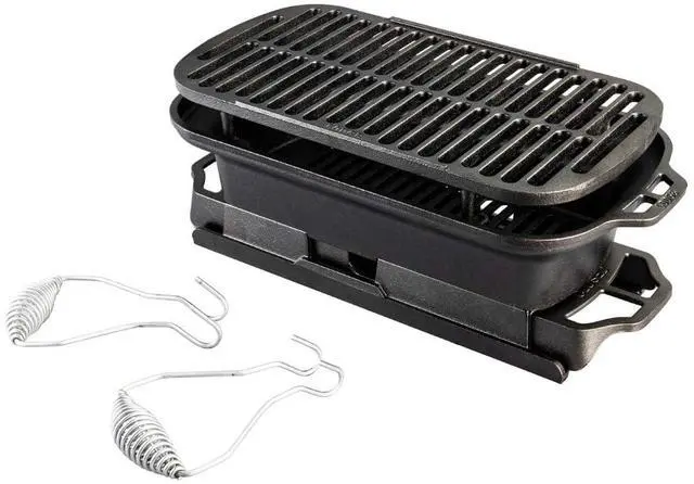 Main image of Sportsmans Pro Cast Iron Grill - Portable Charcoal Grill with Removable Grate & Dual Air Vents - Heavy-Duty Outdoor Cooking - 9 Inches x 16.75 Inches