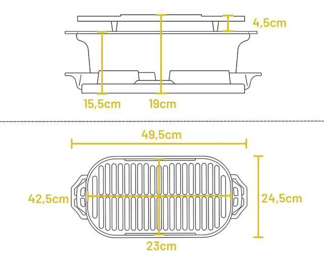 Alt view image 2 of 7 - Sportsmans Pro Cast Iron Grill - Portable Charcoal Grill with Removable Grate & Dual Air Vents - Heavy-Duty Outdoor Cooking - 9 Inches x 16.75 Inches