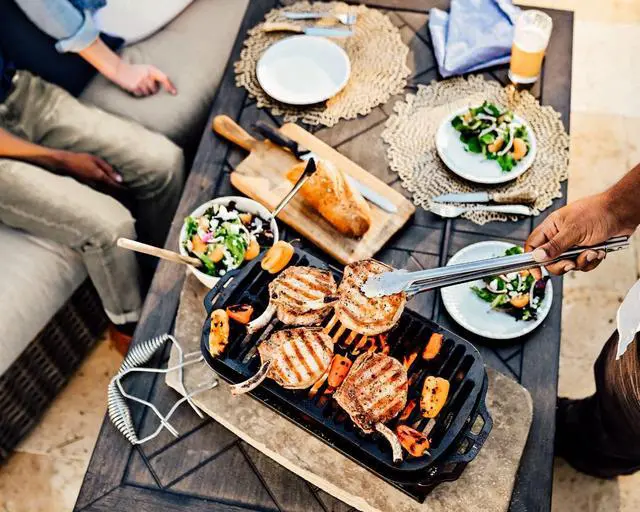 Alt view image 6 of 7 - Sportsmans Pro Cast Iron Grill - Portable Charcoal Grill with Removable Grate & Dual Air Vents - Heavy-Duty Outdoor Cooking - 9 Inches x 16.75 Inches