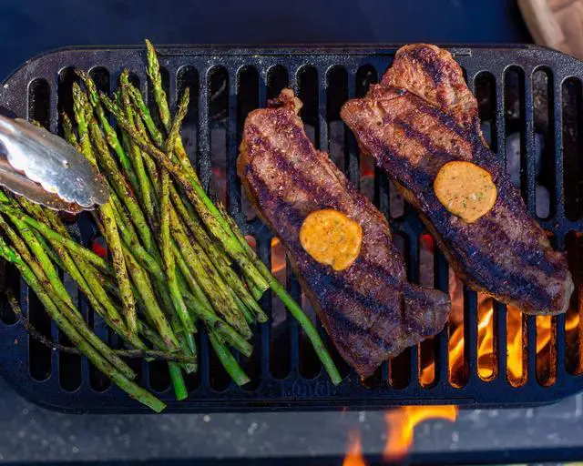 Alt view image 7 of 7 - Sportsmans Pro Cast Iron Grill - Portable Charcoal Grill with Removable Grate & Dual Air Vents - Heavy-Duty Outdoor Cooking - 9 Inches x 16.75 Inches