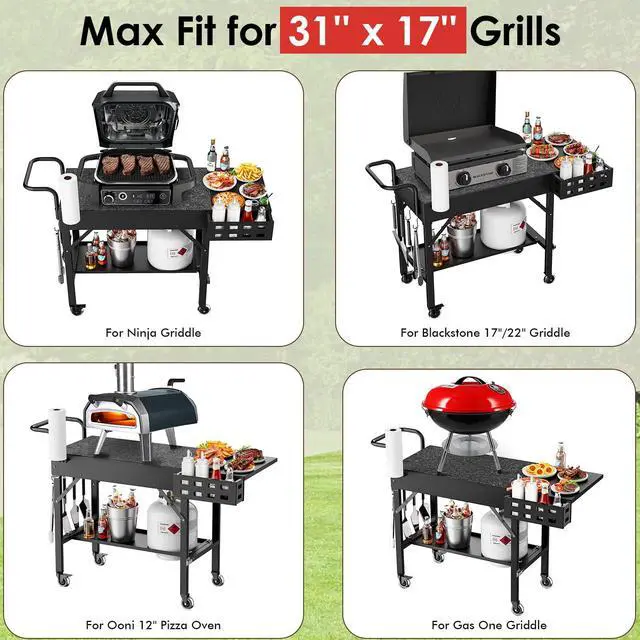Alt view image 2 of 7 - Grill Cart for Blackstone Griddle, Portable Outdoor Grill Table