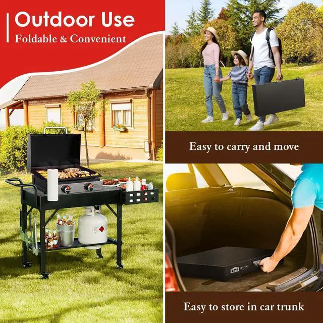Alt view image 3 of 7 - Grill Cart for Blackstone Griddle, Portable Outdoor Grill Table