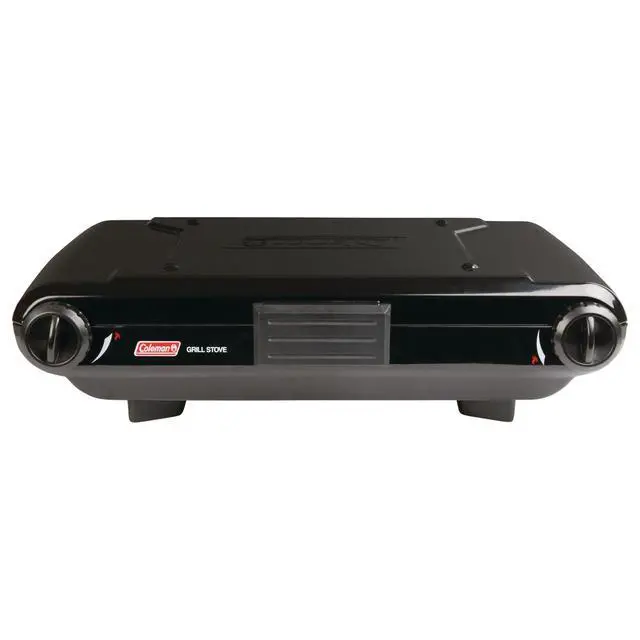 Alt view image 3 of 5 - Tabletop 2-in-1 Camping Grill/Stove, 2-Burner Propane Grill & Stove with Adjustable Burners & 20,000 BTUs of Power, Great for Camping, Tailgating, Grilling