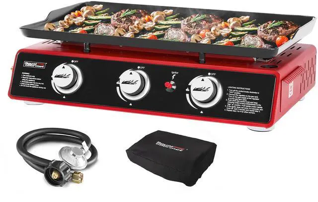 Main image of PD1301R 3-Burner Tabletop Propane Gas Griddle with Cover