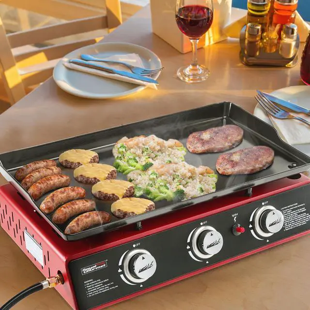 Alt view image 2 of 7 - PD1301R 3-Burner Tabletop Propane Gas Griddle with Cover
