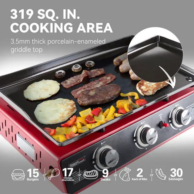 Alt view image 6 of 7 - PD1301R 3-Burner Tabletop Propane Gas Griddle with Cover