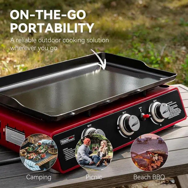 Alt view image 4 of 7 - PD1301R 3-Burner Tabletop Propane Gas Griddle with Cover