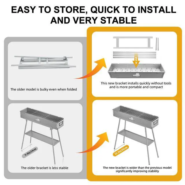Alt view image 3 of 7 - Charcoal Grill, Portable Outdoor BBQ Grill with Dual Air Vents