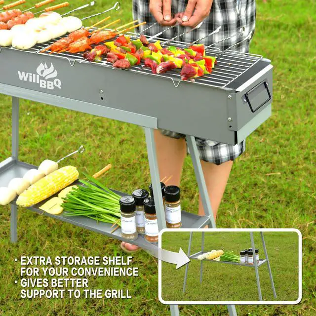 Alt view image 7 of 7 - Charcoal Grill, Portable Outdoor BBQ Grill with Dual Air Vents