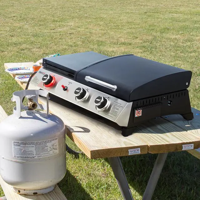 Alt view image 2 of 7 - PD1305H 3-Burner Propane Gas Grill, Griddle Combo with Lid