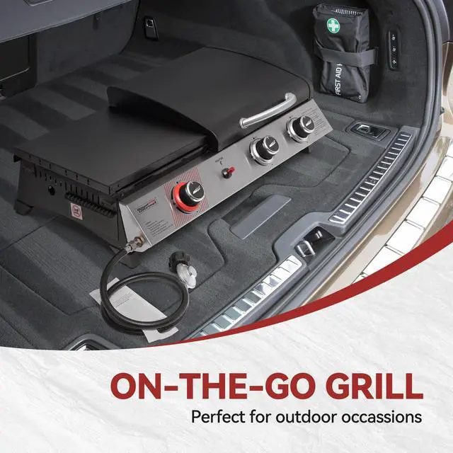 Alt view image 7 of 7 - PD1305H 3-Burner Propane Gas Grill, Griddle Combo with Lid