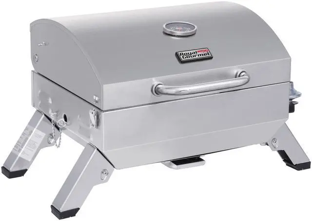 Main image of GT1001 Stainless Steel Portable Grill, 10000 BTU BBQ Tabletop Gas Grill with Folding Legs and Lockable Lid, Outdoor Camping, Deck and Tailgating, Silver