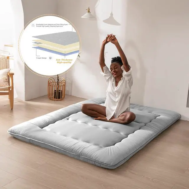 Alt view image 3 of 7 - Floor Mattress 4" Thick Full Size Foldable Futon Mattress