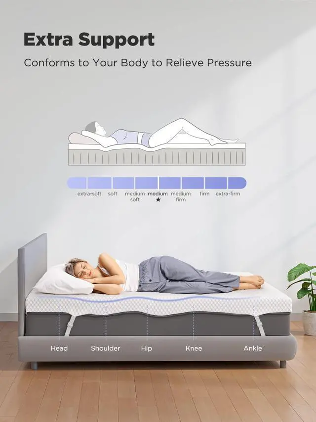 Alt view image 6 of 7 - Queen Mattress Topper, 3 Inch Gel Memory Foam Mattress Topper for Pressure Relief, Premium Soft Cooling Sleep, Non-Slip Design with Removable & Washable Cover, Oeko-Tex Certified