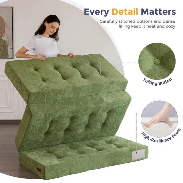 Alt view image 5 of 7 - 6" Folding Sofa Bed for Floor, Tufted Tri-Fold Floor Mattress