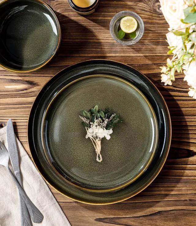 Alt view image 3 of 7 - Ceramic Dinnerware Set for 8, 24-Piece Plates and Bowls Set