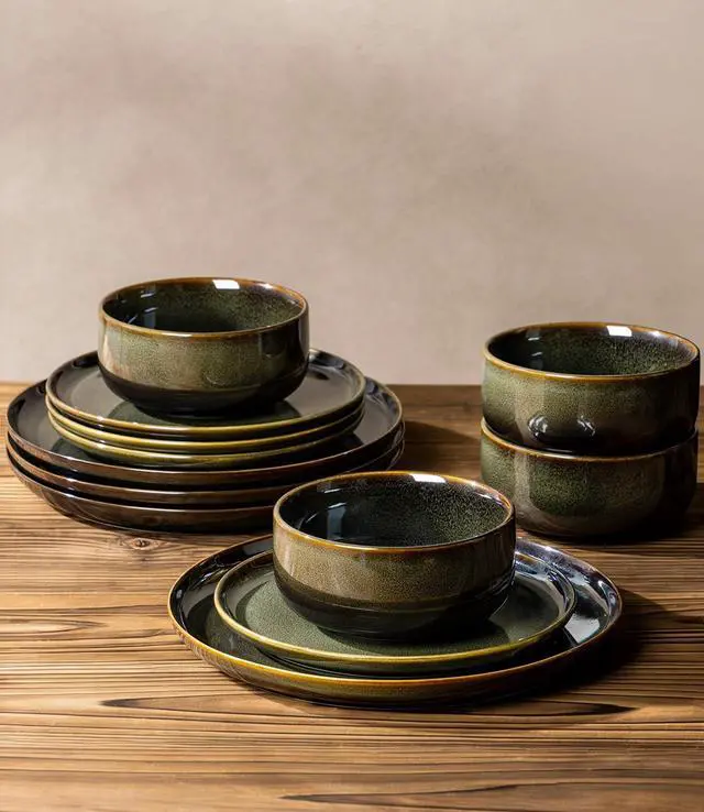 Alt view image 5 of 7 - Ceramic Dinnerware Set for 8, 24-Piece Plates and Bowls Set