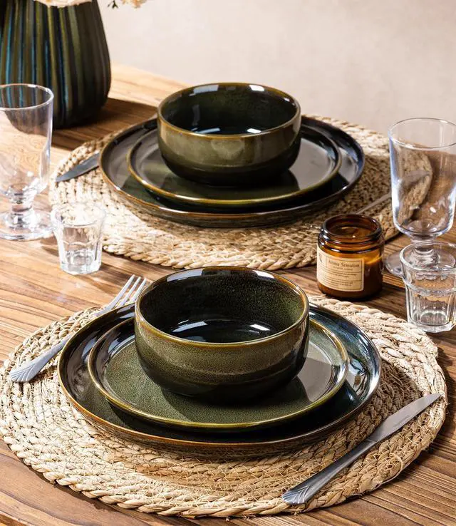 Alt view image 7 of 7 - Ceramic Dinnerware Set for 8, 24-Piece Plates and Bowls Set