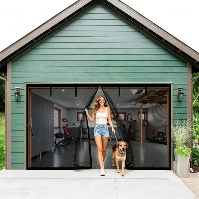 Main image of Magnetic Garage Door Screen 14x9ft for 1 2 Car Garage Carport Patio Porch