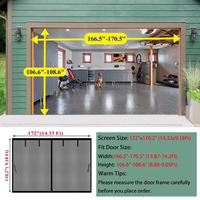 Alt view image 3 of 7 - Magnetic Garage Door Screen 14x9ft for 1 2 Car Garage Carport Patio Porch