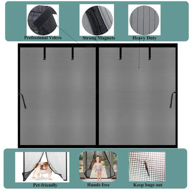 Alt view image 6 of 7 - Magnetic Garage Door Screen 14x9ft for 1 2 Car Garage Carport Patio Porch