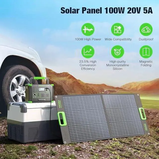 Alt view image 4 of 7 - 100W Portable Solar Panel for Power Station Generator 23.5% High Efficiency